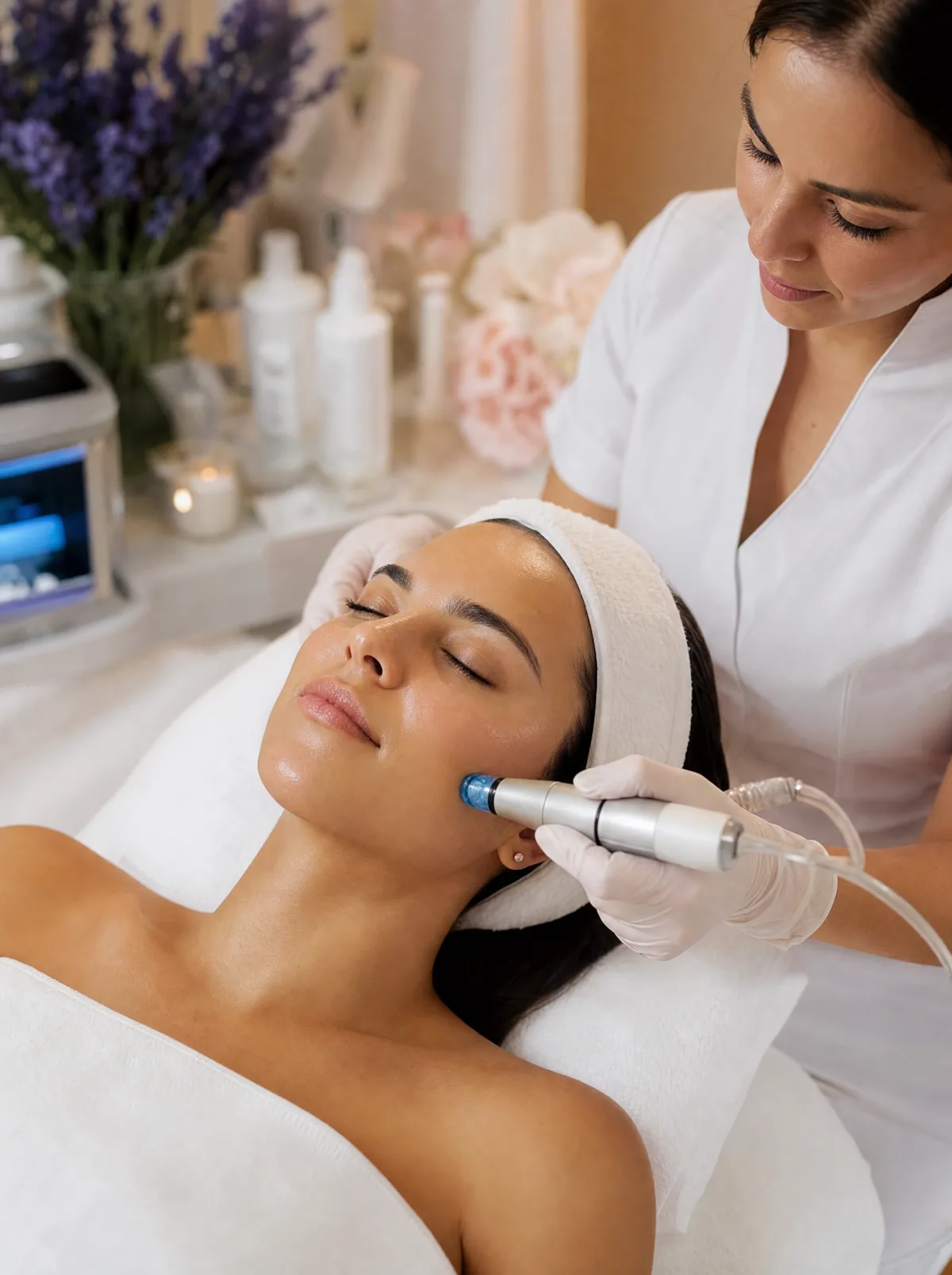 HydraFacial treatment being performed in a calm clinic room